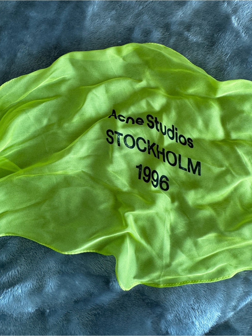 Acne Studios Neon Lime Silk Scarf - Picture 4 of 9